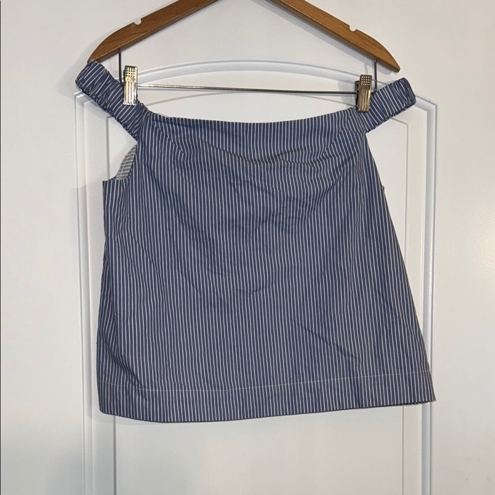 Cotton On Blue and White Striped Off The Shoulder Blouse Size Small